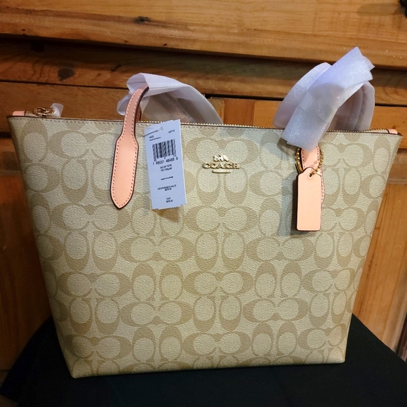 COACH Zip Top Tote In Signature Canvas - Picture 4 of 6